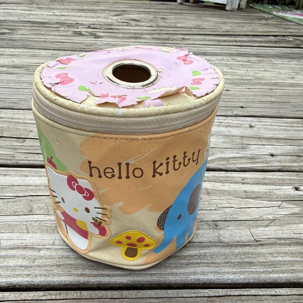 2009 Sanrio Hello Kitty Apple Tree Elephant Cylindrical Storage Case